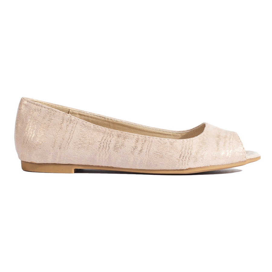 Ballerines a bout ouvert pour femmes en beige et or Shelovet