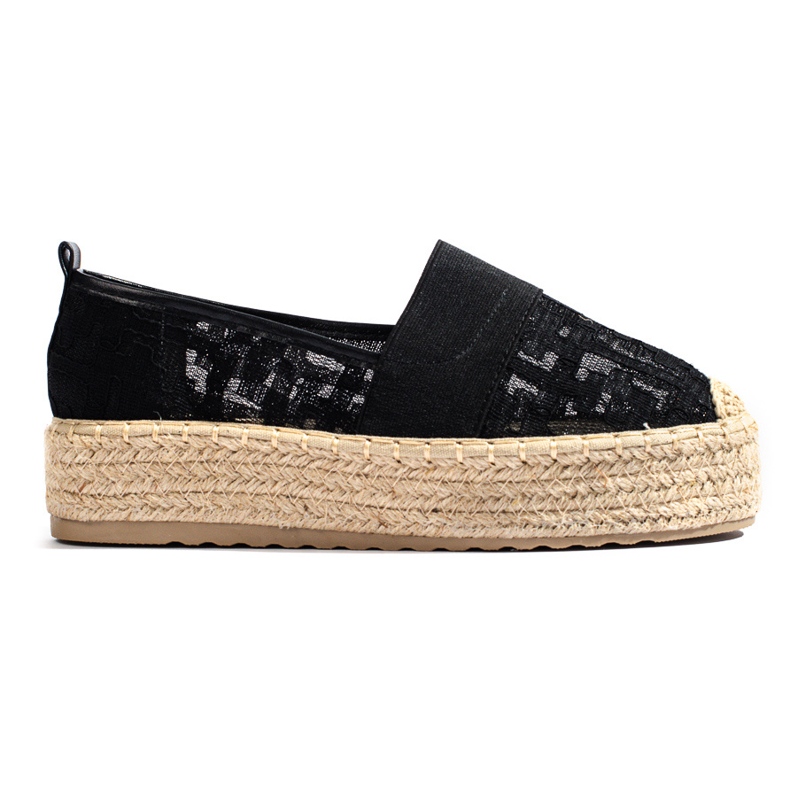 Espadrilles en dentelle sur la plateforme Shelovet noir le noir Espadrilles en dentelle sur la plateforme Shelovet noir le noir