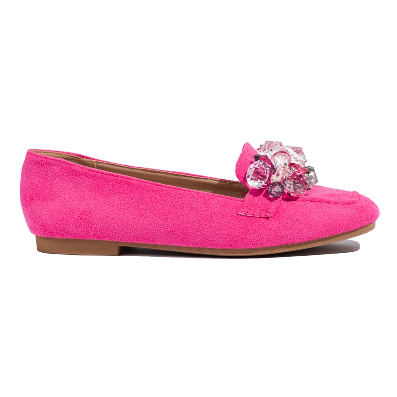 Mocassins Shelovet en daim rose avec pierres Mocassins Shelovet en daim rose avec pierres