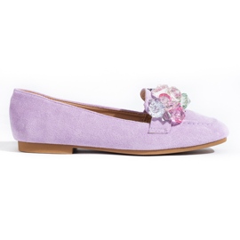 Mocassins Shelovet en daim violet avec pierres