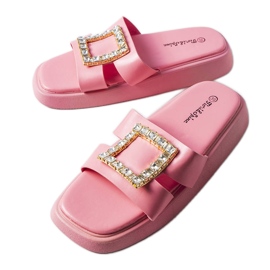 Claquettes strass rose Fusbert