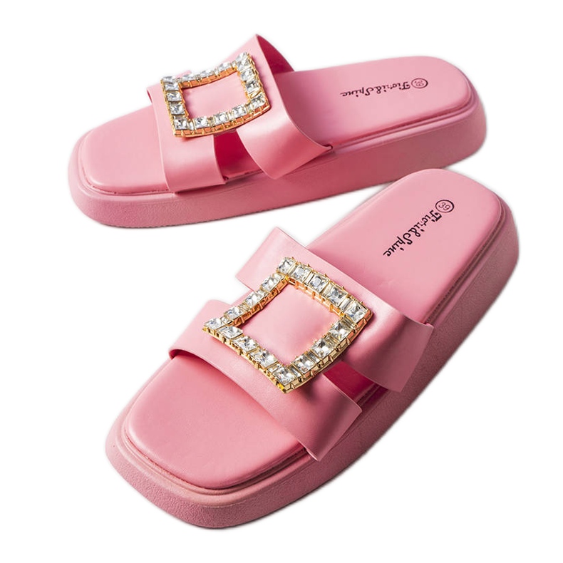 Claquettes strass rose Fusbert
