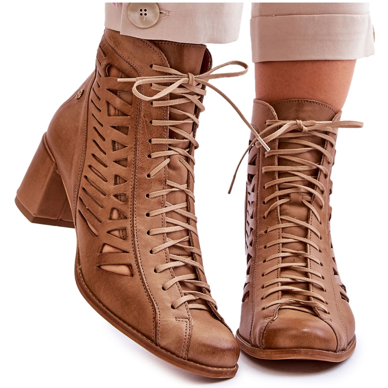 Bottines Cuir Ajouré Maciejka 05508-10 Beige foncé