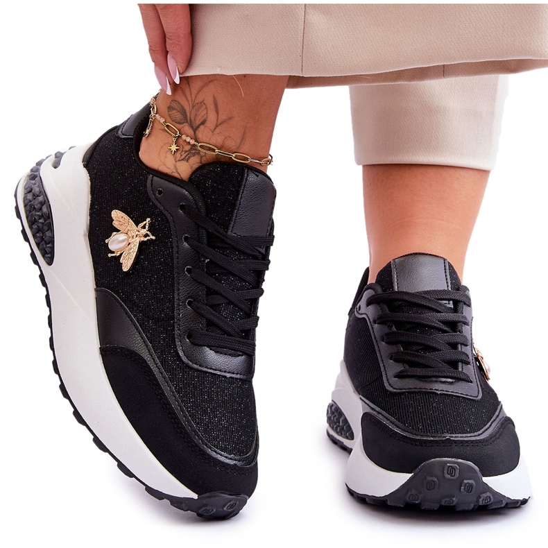 PS1 Chaussures de sport brillantes avec décoration Seneca noire le noir