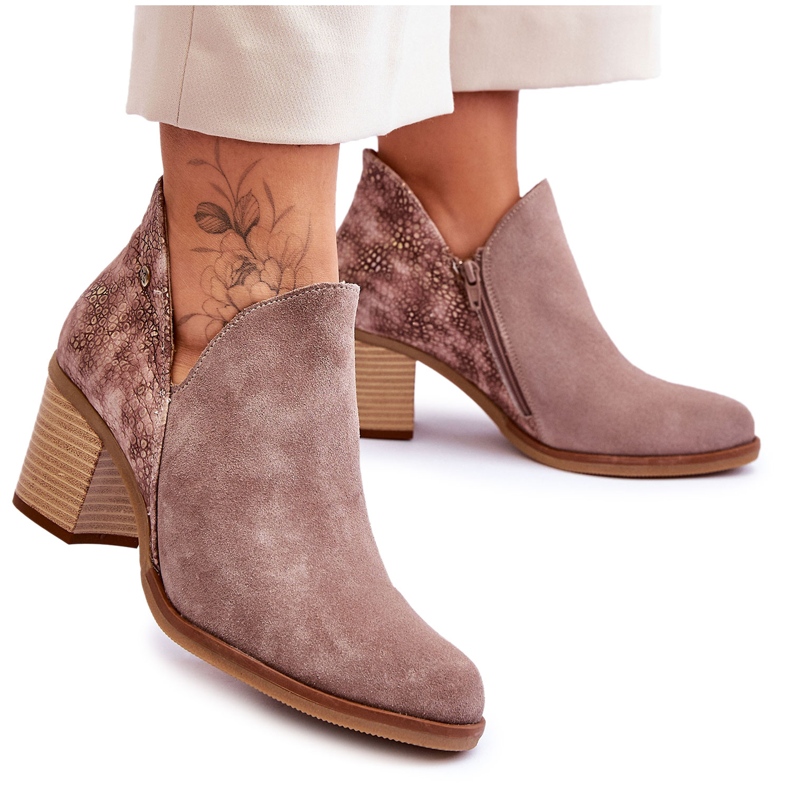 Bottes à Talon en Cuir pour Femme Maciejka 04492-14 Beige Foncé