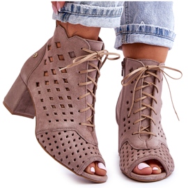 Bottine Daim Motif Ajouré Maciejka 05966-10 Beige Foncé