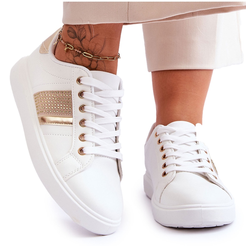 Chaussures De Sport Femme Avec Jets Blanc-Or Axelle blanche