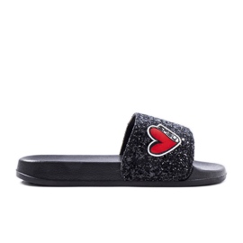 Chaussons pour enfants noirs à paillettes de Boncoeur le noir
