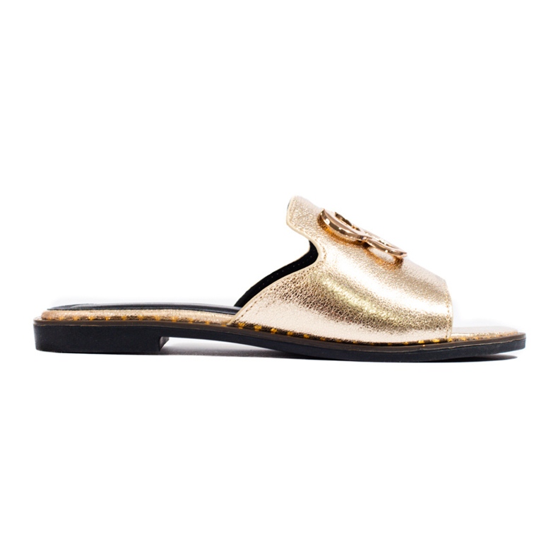 Claquettes femme dorées à ornements Shelovet d'or