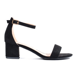 Sandales à talons bas en daim noir de Shelovet le noir