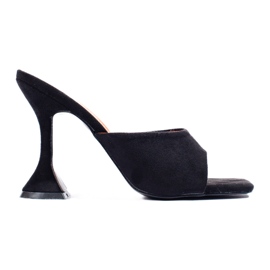 Sandales à talons en daim noir Shelovet le noir