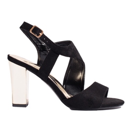 Sandales à talons en daim noires de Shelovet le noir