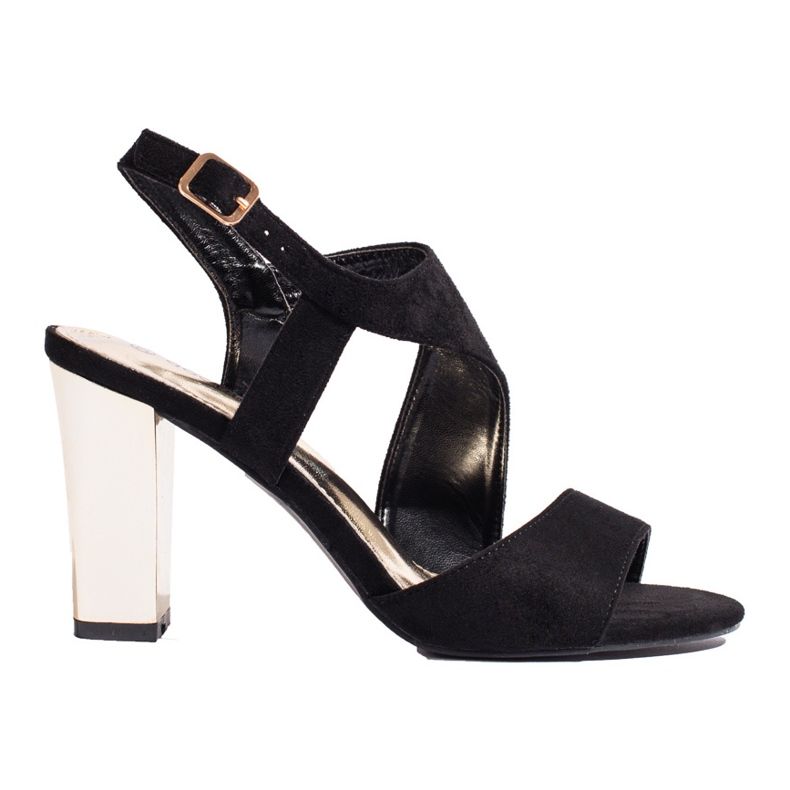 Sandales à talons en daim noires de Shelovet le noir