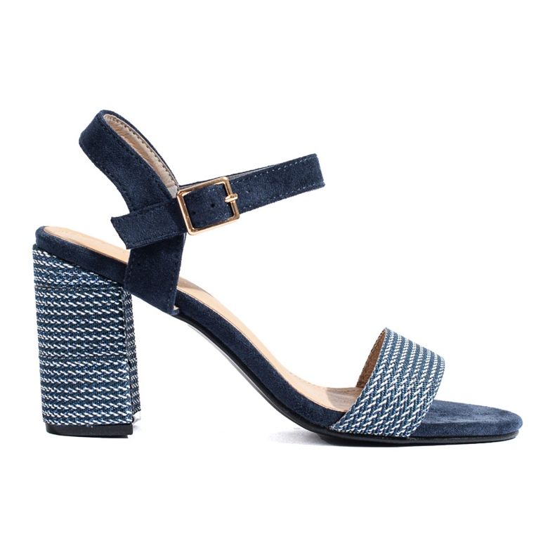 Sandales Shelovet bleu marine pour femme avec talon décoratif