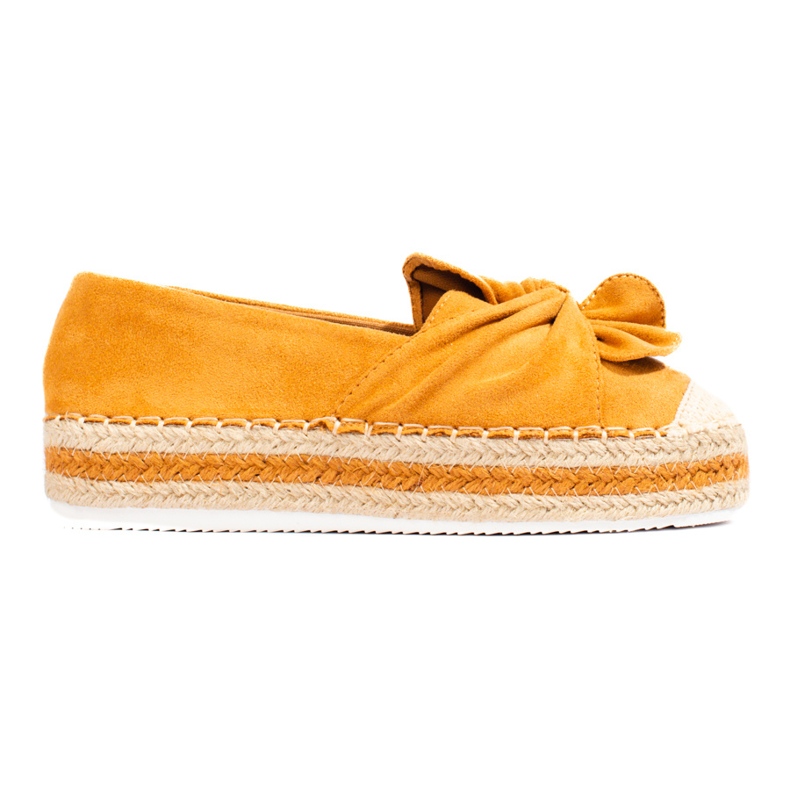 Espadrilles à plateforme en daim avec un nœud de Shelovet camel jaune