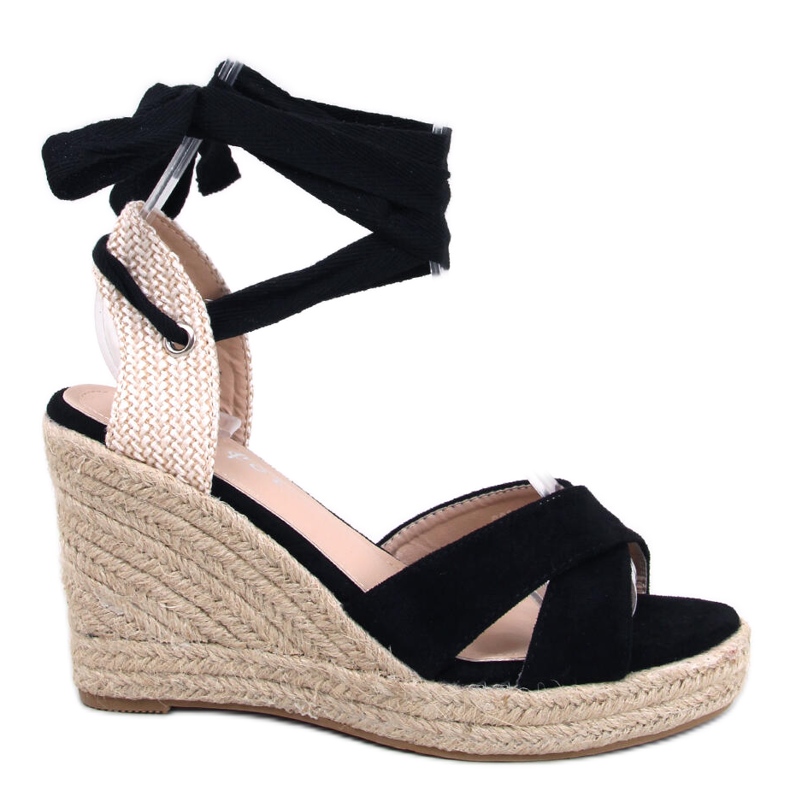 Espadrilles noires sur un coin tressé noir M319P Noir le noir