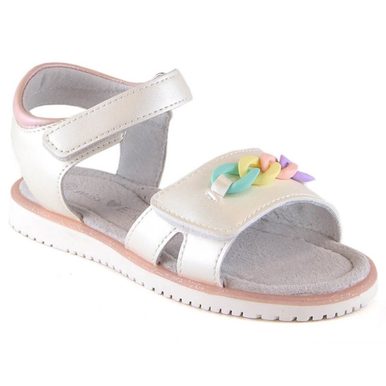 Sandales velcro avec chaîne Miss Jr EVE426 beige