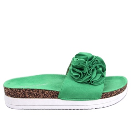 BM Rizzo Pantoufles à fleurs vertes