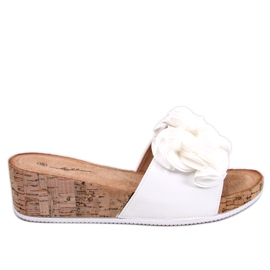 BM Sandales compensées à fleurs de Peluso White blanc