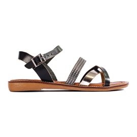 W. Potocki Sandales en cuir noir pour femme Potocki