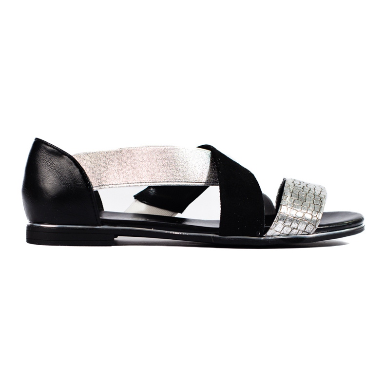 Sandales plates Shelovet, noir et argent, femmes le noir