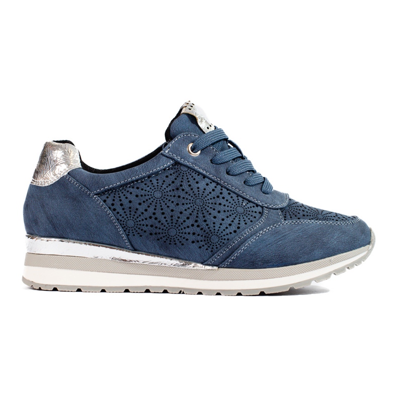 Baskets compensées Shelovet bleu marine en cuir, femmes