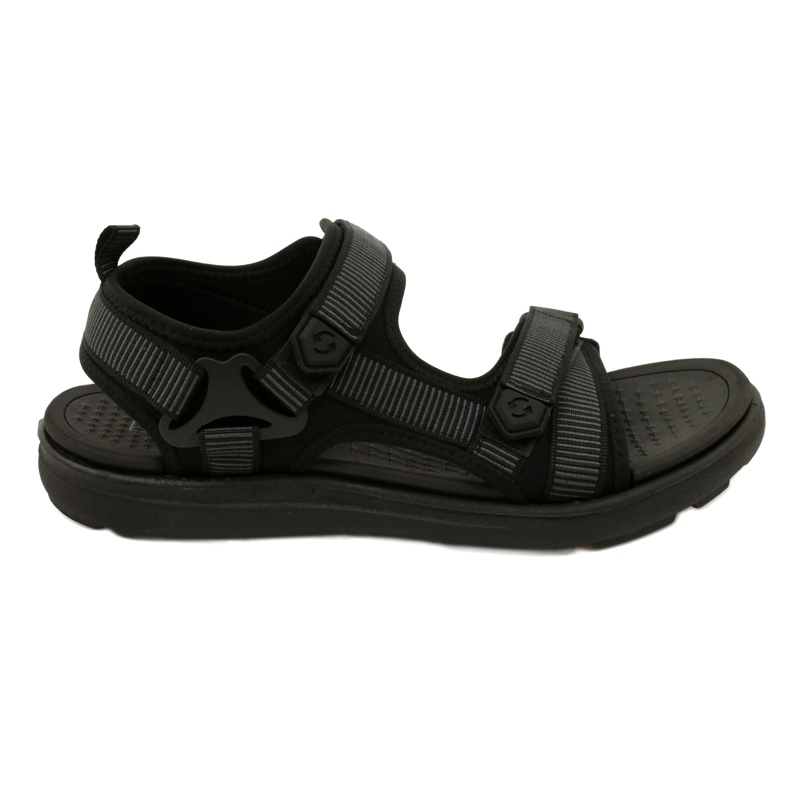 Sandales de sport pour hommes noires avec velcro News 23MN11-5623 le noir