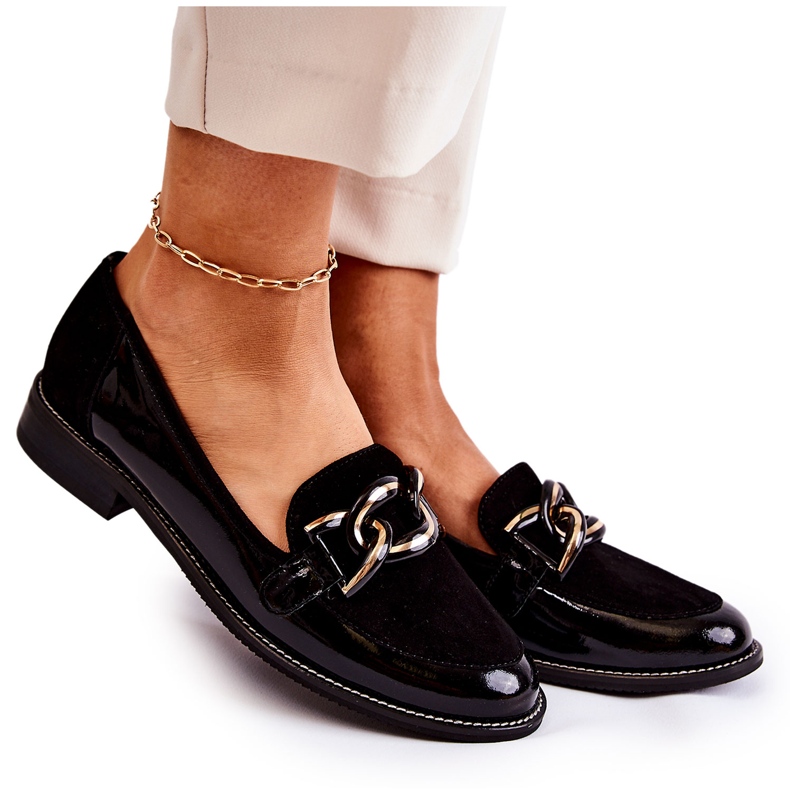 Mocassins Classiques Avec Chaîne Laura Messi 2531 Noir le noir