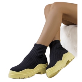 Baskets montantes noires et jaunes Marks