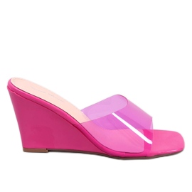 BM Claquettes Compensées Transparentes Rocks Fuchsia rose