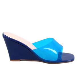 Claquettes compensées transparentes Rocks Blue bleu