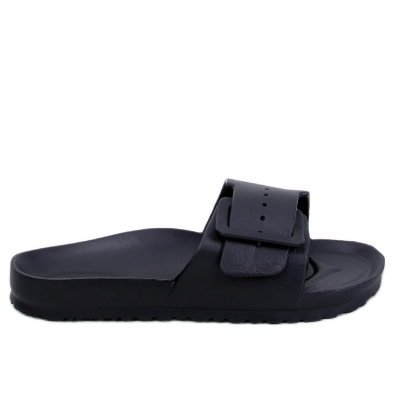 Claquettes Romero en caoutchouc noir avec boucle le noir