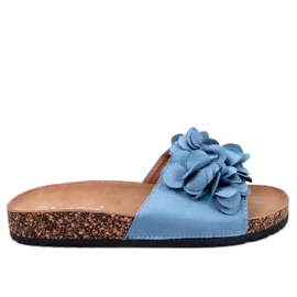 BM Chaussons en liège à fleurs Fowley Bleu