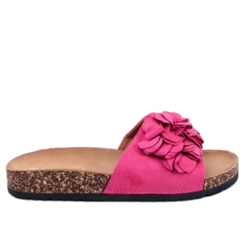 BM Chaussons en liège à fleurs Fowley Fuchsia Peach rose