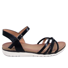 BM Sandales noires à zircons cubiques Marty