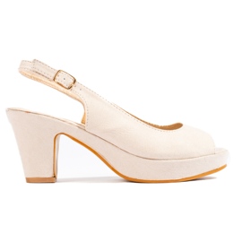Sandales en daim à talon confortable Shelovet beige Sandales en daim à talon confortable Shelovet beige