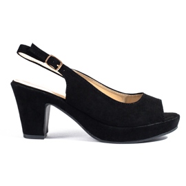 Sandales en daim noir Shelovet avec un talon confortable le noir