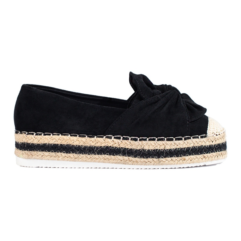 Espadrilles en daim noir sur la plateforme avec un nœud de Shelovet le noir
