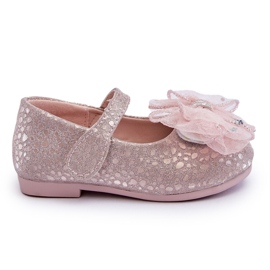 Ballerines Enfant Avec Noeud Et Velcro Paillettes Elisa Rose Argenté