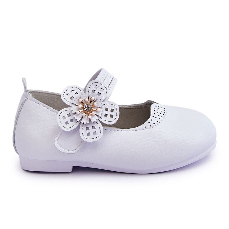 Ballerines Enfant En Cuir Avec Fleur Blanc Cobi blanche