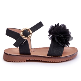 Sandales pour enfants à la mode avec des fleurs en poly noir