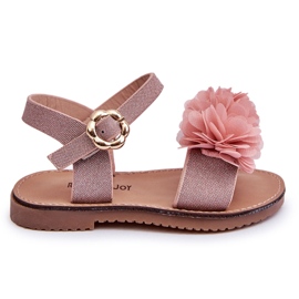 FR1 Sandales pour enfants à la mode avec des fleurs en poly rose