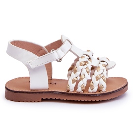 Sandales Velcro Enfant Rayures Blanc Sammy