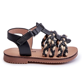 Sandales Velcro Enfant À Rayures Noir Sammy le noir