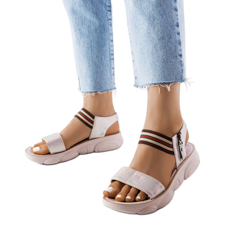 Sandales de sport métallisées beiges Parsip