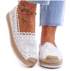 FE1 Espadrilles Slip-on en Dentelle Blanc Blanco