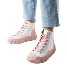 Baskets Terri roses à plateforme blanc