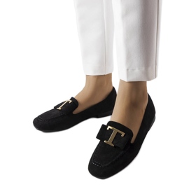 Mocassins noirs en éco-daim d'Adélaïde le noir
