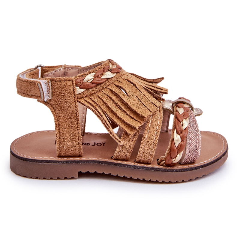 Sandales Enfant Velcro Avec Pompons Marron Missy brun
