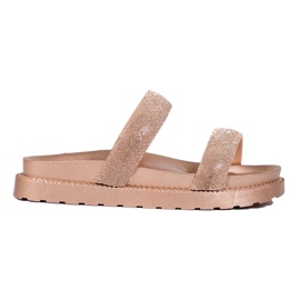 Babouches dorées pour femme sur semelle épaisse Shelovet